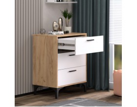 Комод ТТ (КК) 90-3 белый-дуб крафт