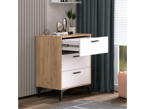 Комод ТТ (КК) 90-3 белый-дуб крафт