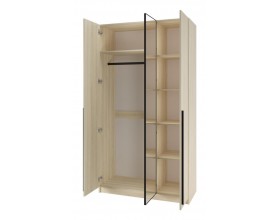 Шкаф Эльтон 3С/2200 Дуб Комано Зеркало черный профиль
