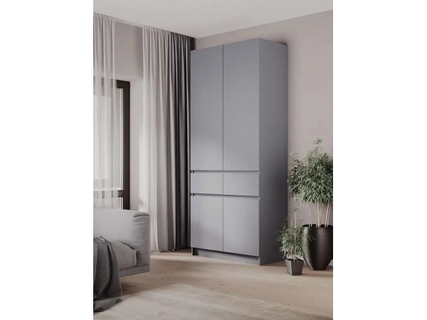 Шкаф 2-створчатый с ящиками Бостон Антрацит-Антрацит