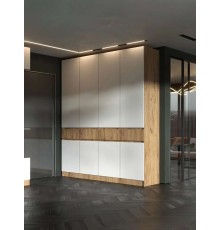 Шкаф 4-створчатый с ящиками Бостон Крафт золотой-Белый Бриллиант