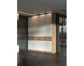 Шкаф 4-створчатый с ящиками Бостон Крафт золотой-Белый Бриллиант