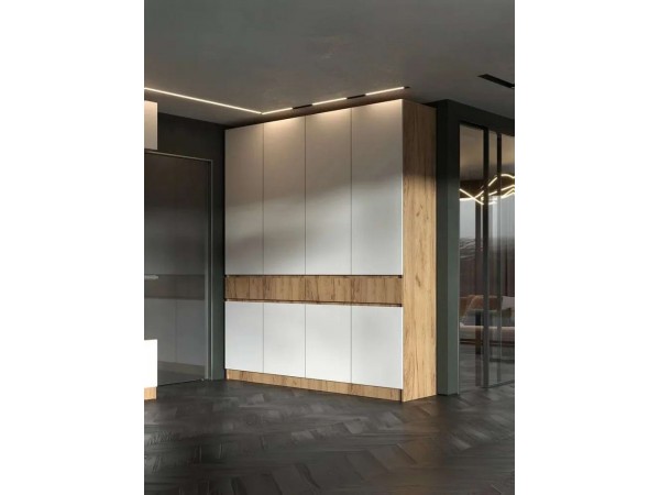 Шкаф 4-створчатый с ящиками Бостон Крафт золотой-Белый Бриллиант