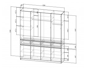 Шкаф 4-створчатый с ящиками Бостон Крафт золотой-Белый Бриллиант