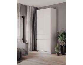 Шкаф 2-створчатый с ящиками Бостон Белый-Белый Бриллиант