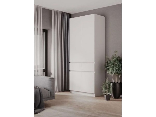 Шкаф 2-створчатый с ящиками Бостон Белый-Белый Бриллиант