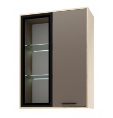 ЕВА Витрина навесная 800 1В1С Дуб Экспрессив-Глиняный серый