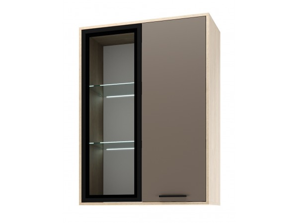 ЕВА Витрина навесная 800 1В1С Дуб Экспрессив-Глиняный серый