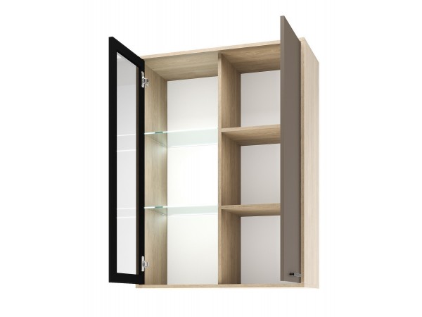 ЕВА Витрина навесная 800 1В1С Дуб Экспрессив-Глиняный серый