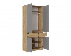 Шкаф 2-створчатый с ящиками Бостон Крафт золотой-Антрацит