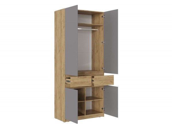 Шкаф 2-створчатый с ящиками Бостон Крафт золотой-Антрацит