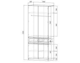 Шкаф 2-створчатый с ящиками Бостон Крафт золотой-Антрацит
