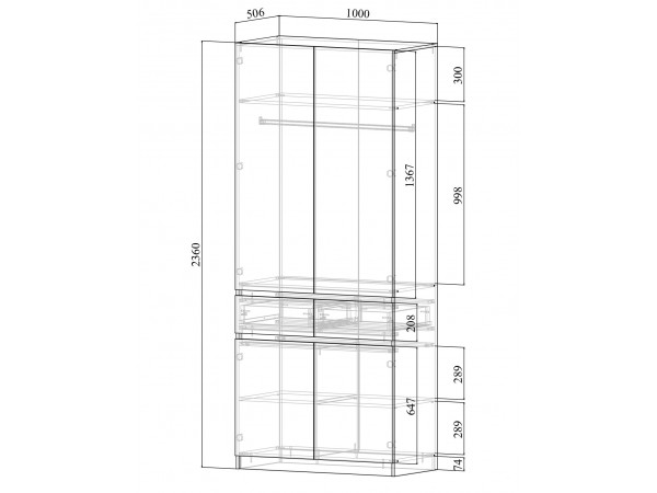 Шкаф 2-створчатый с ящиками Бостон Крафт золотой-Антрацит