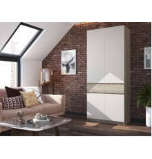 Шкаф 2-створчатый с ящиками Бостон Крафт золотой-Белый Бриллиант