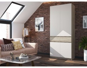 Шкаф 2-створчатый с ящиками Бостон Крафт золотой-Белый Бриллиант