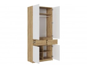 Шкаф 2-створчатый с ящиками Бостон Крафт золотой-Белый Бриллиант