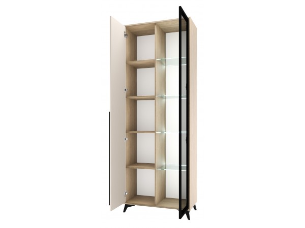 ЕВА Шкаф-витрина 800 1В1С Дуб Экспресив песочный Сатин