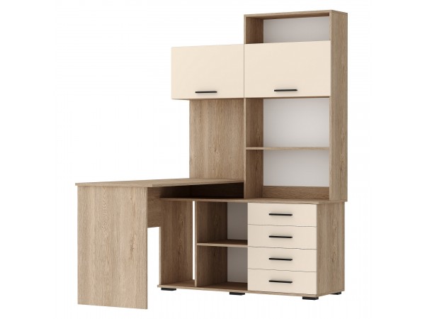 Письменно-компьютерный стол ПКС-11 Дуб Экспресив песочный-Сатин