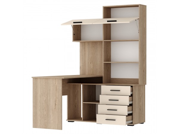 Письменно-компьютерный стол ПКС-11 Дуб Экспресив песочный-Сатин