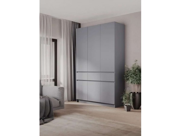 Шкаф 3-створчатый с ящиками Бостон Антрацит-Антрацит