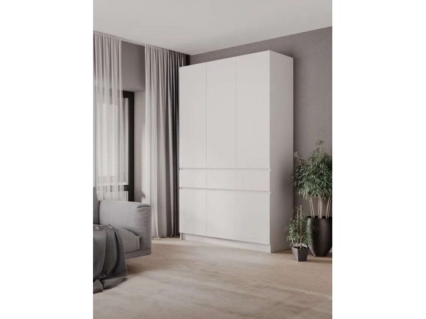 Шкаф 3-створчатый с ящиками Бостон Белый-Белый Бриллиант