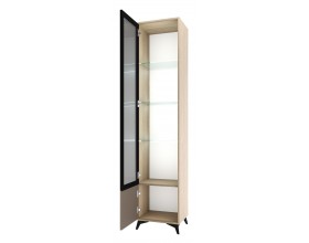 ЕВА Пенал-витрина 480 1В1С Дуб Экспресив песочный Глиняный серый