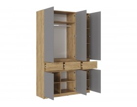 Шкаф 3-створчатый с ящиками Бостон Крафт золотой-Антрацит