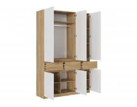 Шкаф 3-створчатый с ящиками Бостон Крафт золотой-Белый Бриллиант