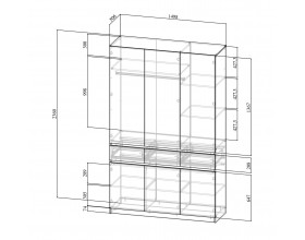 Шкаф 3-створчатый с ящиками Бостон Крафт золотой-Белый Бриллиант