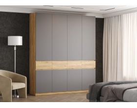 Шкаф 4-створчатый с ящиками Бостон Крафт золотой-Антрацит