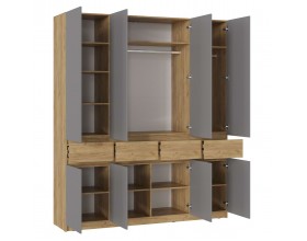 Шкаф 4-створчатый с ящиками Бостон Крафт золотой-Антрацит