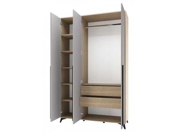 ЕВА Шкаф 1360 3С2Я Дуб Экспресив песочный Рейн